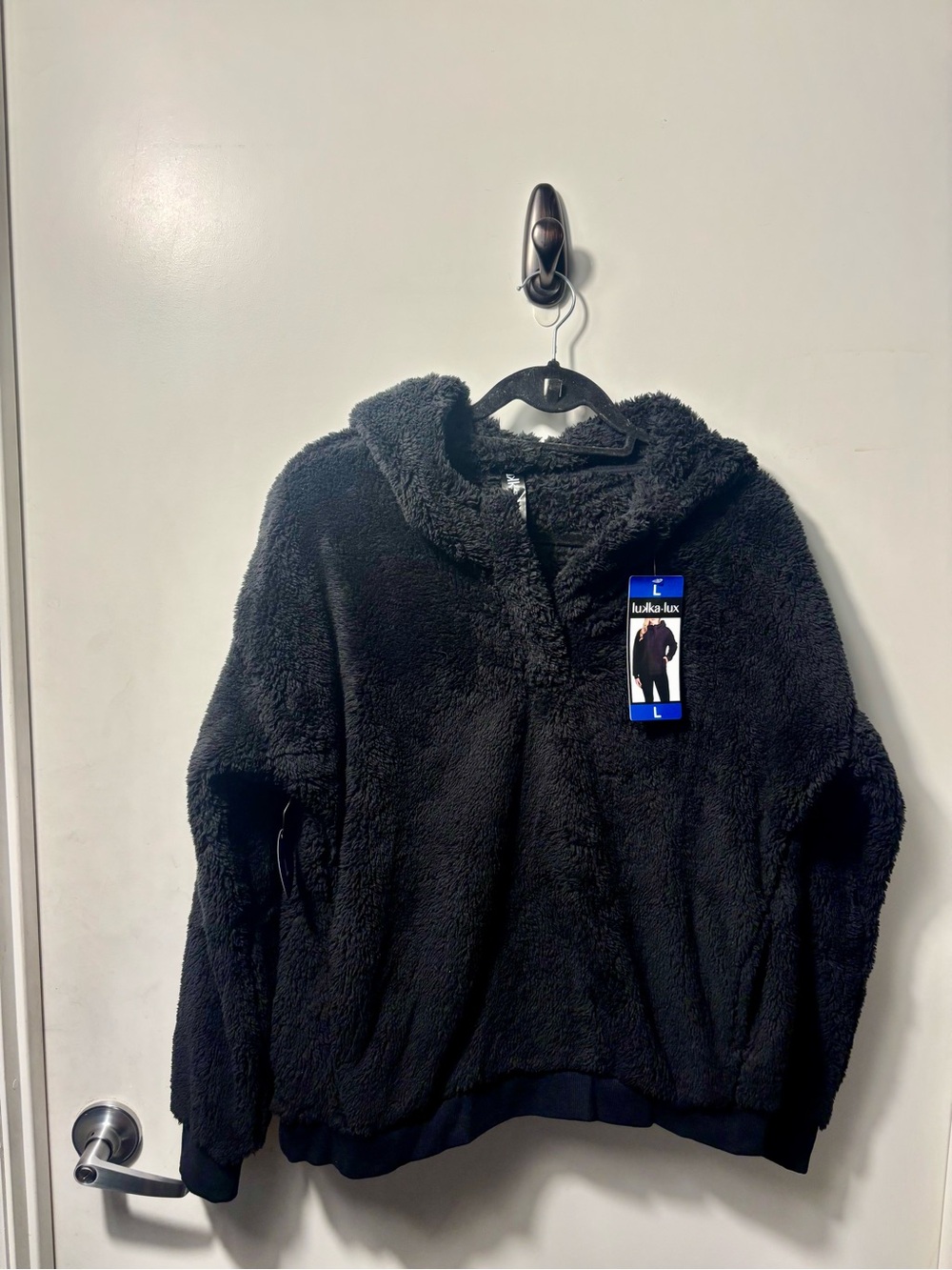 Plush Lavender or Black Hooded Women's Sweater - L